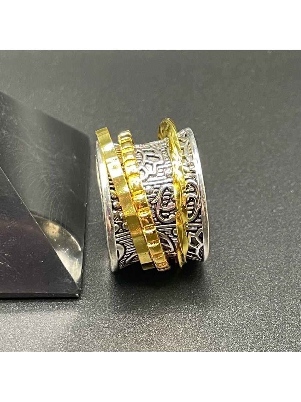 Boho Spinner Ring Two Tone Funky and Chunky #647